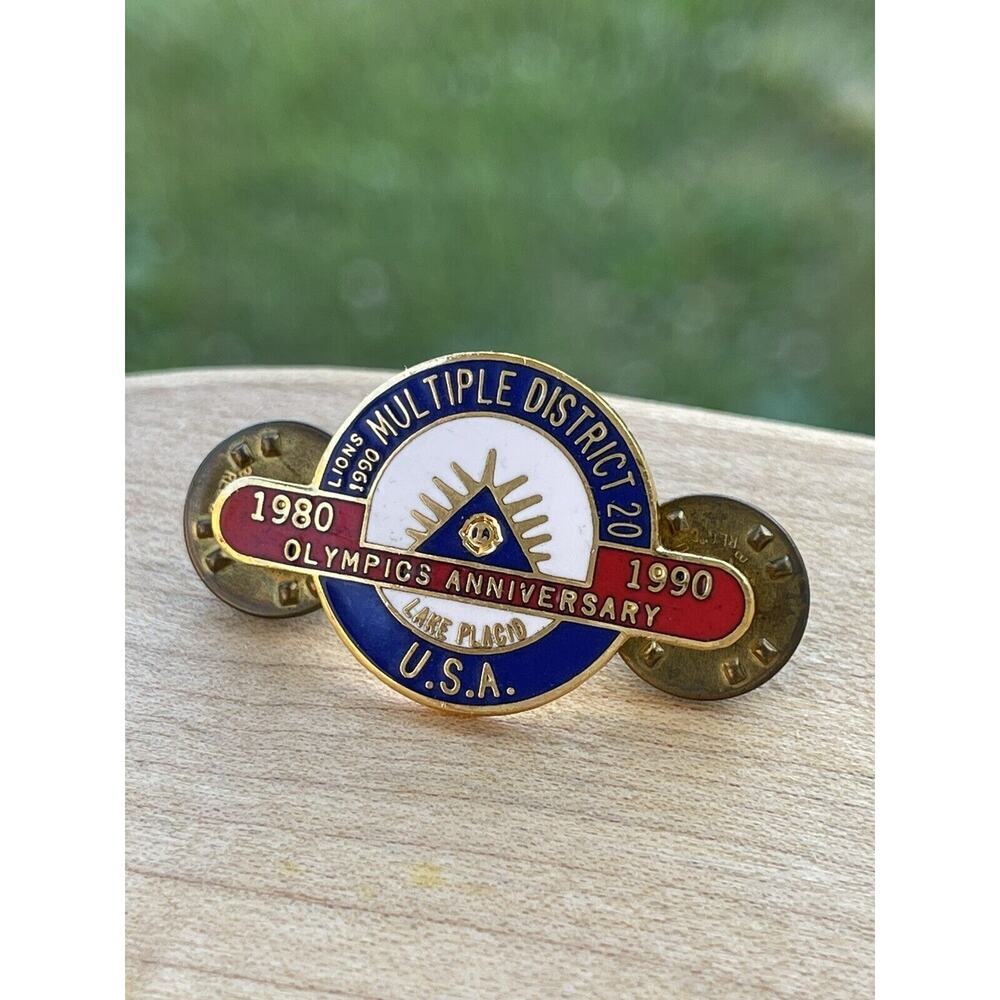 Lions Club Lapel Pin 1980 1990 Olympics Anniversary USA 20